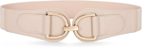 SANSTHS Vintage Women Stretchy Wide Belt Chunky Buckle Elastic Wide Waist Belts for Dresses Coats
