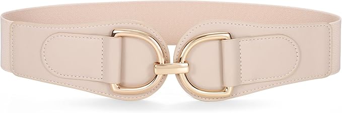 SANSTHS Vintage Women Stretchy Wide Belt Chunky Buckle Elastic Wide Waist Belts for Dresses Coats