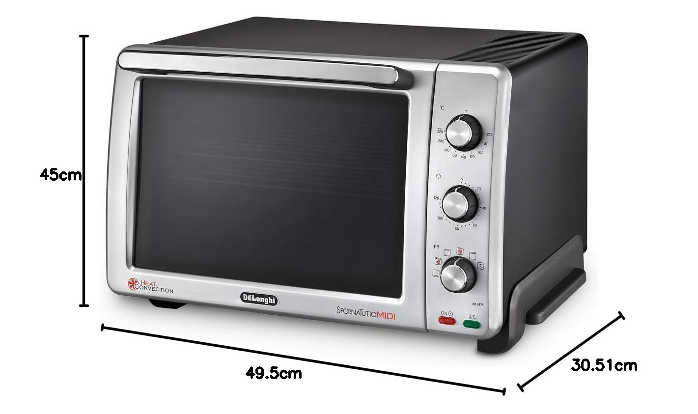 De'Longhi EO 24752 kompaktowy piekarnik – piekarnik elektryczny z 7 funkcjami gotowania, w zestawie ruszt i blacha do pieczenia