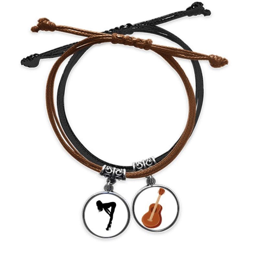 Pulsera de guitarra para mujer cadena de mano de cuero ajustable 3