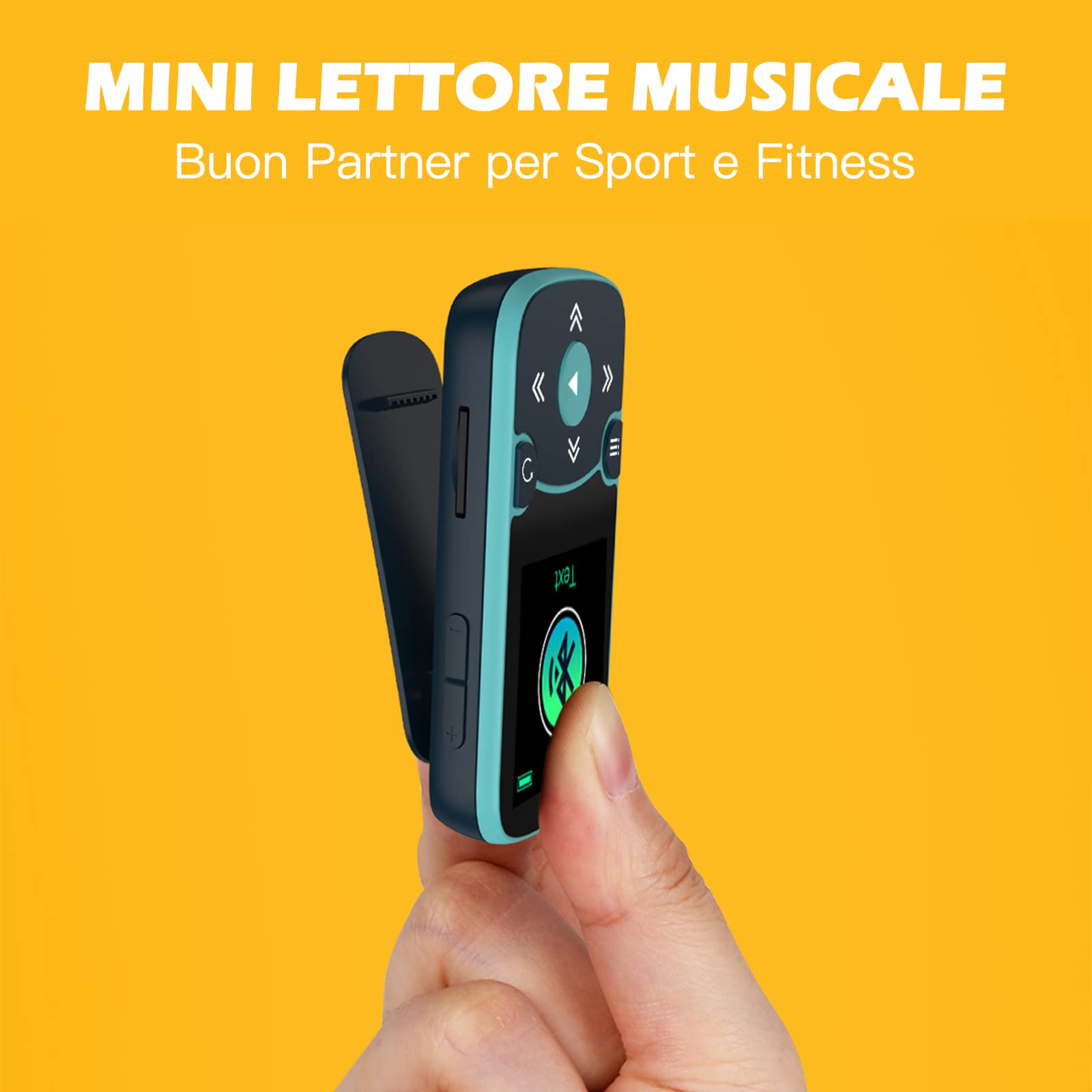 AGPTEK Lettore MP3 Running 32 GB, Lettore MP3 con Clip Bluetooth 5,3, MP3 Player Sport Mini Portatile, Contapassi Integrata, Radio FM, Registrazione, Lettura E-book, Slot TF Fino a 128 GB (Blu)