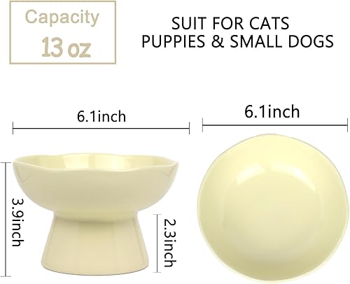Miniatura 2 de Cuencos elevados para gatos de 6.1 pulgadas de ancho y 1.57 pulgadas de profundidad, cuencos de agua de cerámica para gatos de cara plana, comedero