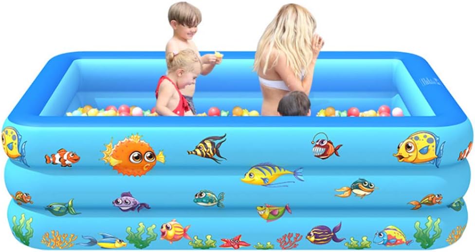 Piscina Infantil Inflable para Niños De PVC,Piscina Infantil para Niños Ocean Life con Fondo Burbujas Antideslizante,Piscinas Rápidas Diversión Al Aire Libre Rectángulo Piscina Infantil,150x110x55cm