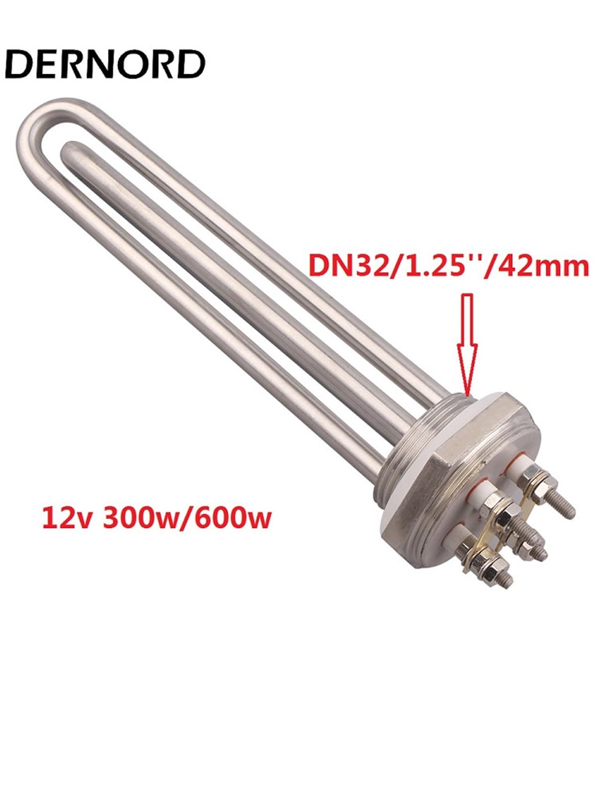DC 12V Heizelement Rohrförmiger elektrischer Tauchsieder 100w 200w 300w 600w DN32 DN25 Wasser SUS304 1Stk(Dn32 with cover,12V_100W)