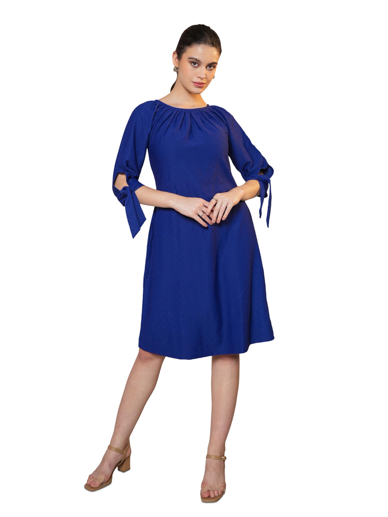 Purvaja Womens A-Line Below Knee Length Dress (Nisi-011-013) (In, Alpha, Xl, Navy-Blue)