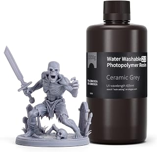 ELEGOO Resina Lavable al Agua 2.0 Gris 1KG, Resina 3D UV Rápido 395-405nm de Baja Contracción y Alta Durabilidad, Resina Fotopolímero 3D para Impresoras 3D Resina LCD/SLA/DLP