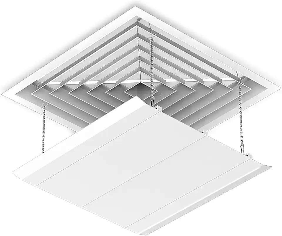Defletor de ar condicionado ajustável para tomadas quadradas AC centrais – controle de fluxo de ar de casa e escritório de 61 x 61 cm, solução de resfriamento com eficiência energética, gerenciamento