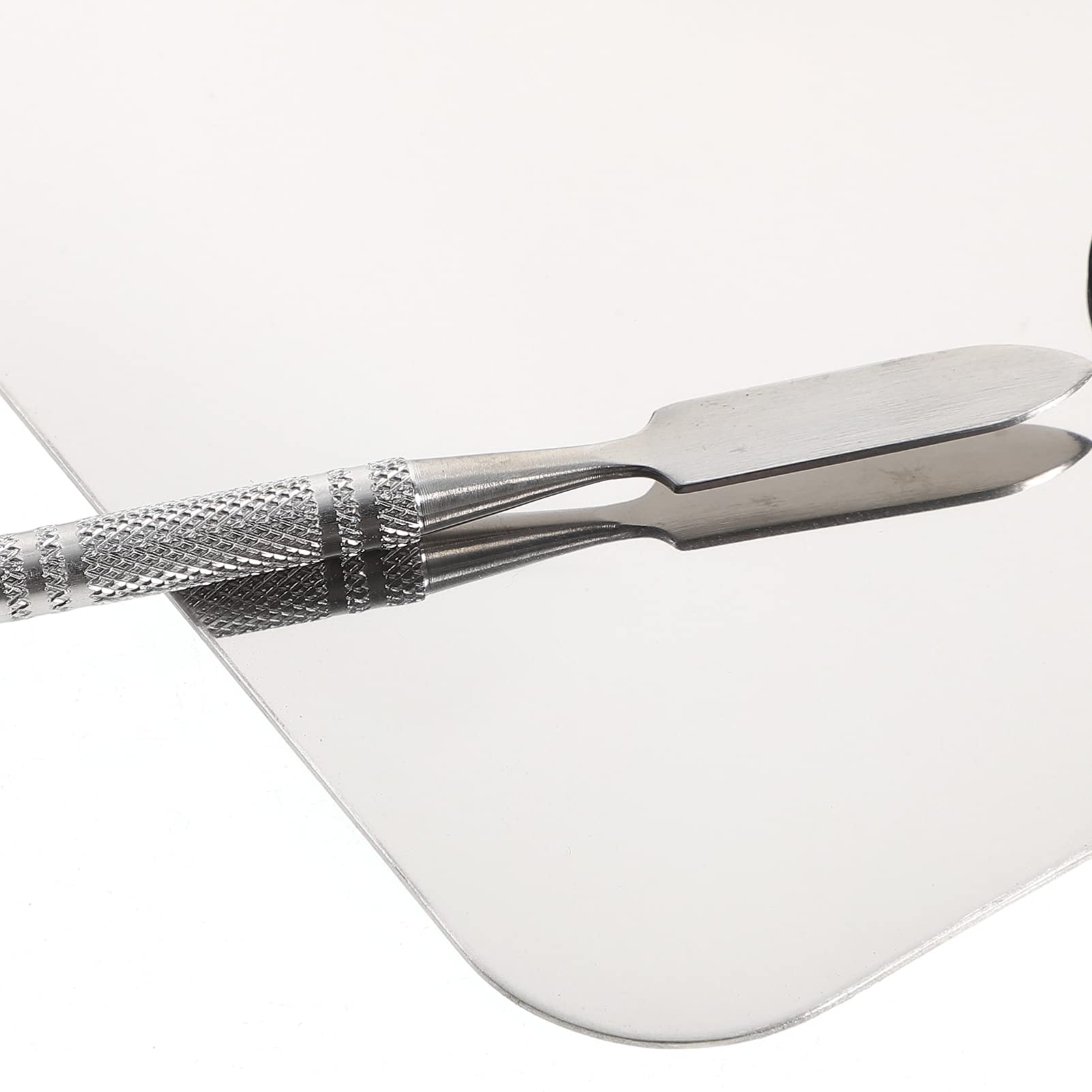 Espátula de Acero Inoxidable para Mezclar Maquillaje, Plata | Paleta Cosmética, Espátula Mezcladora Incluida, Uso Doméstico y Profesional, Fácil de Limpiar y Combinar