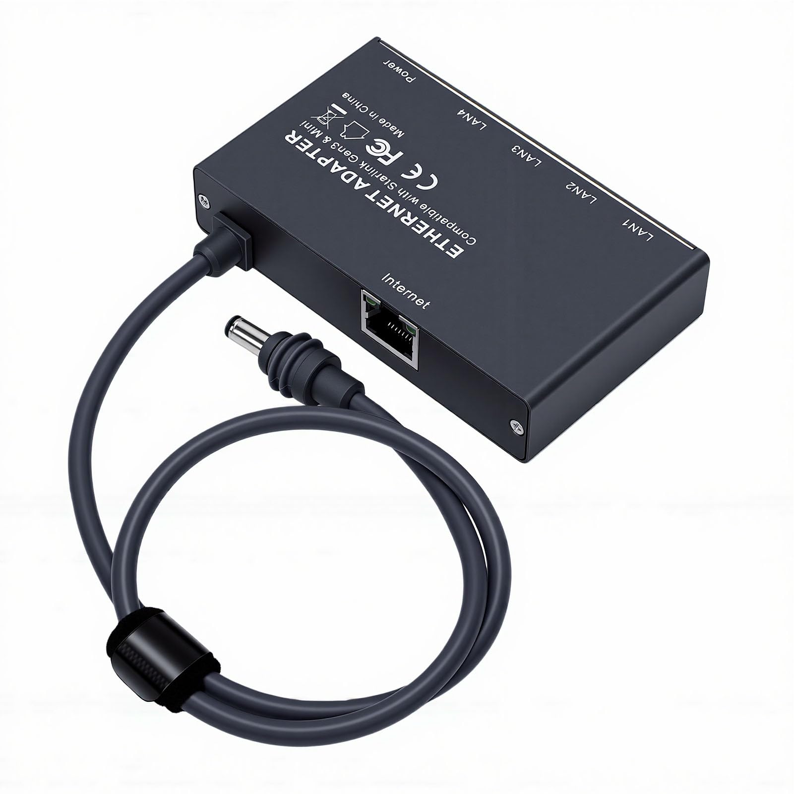 Adapter Ethernet do StarlinkGen3/Mini, Wieloportowy, Szybki, Stabilny Rozdzielacz Sieciowy z Kablem Ethernet, 4 Urządzenia Połączone Jednocześnie w sieć dla Samochodów Kempingowych