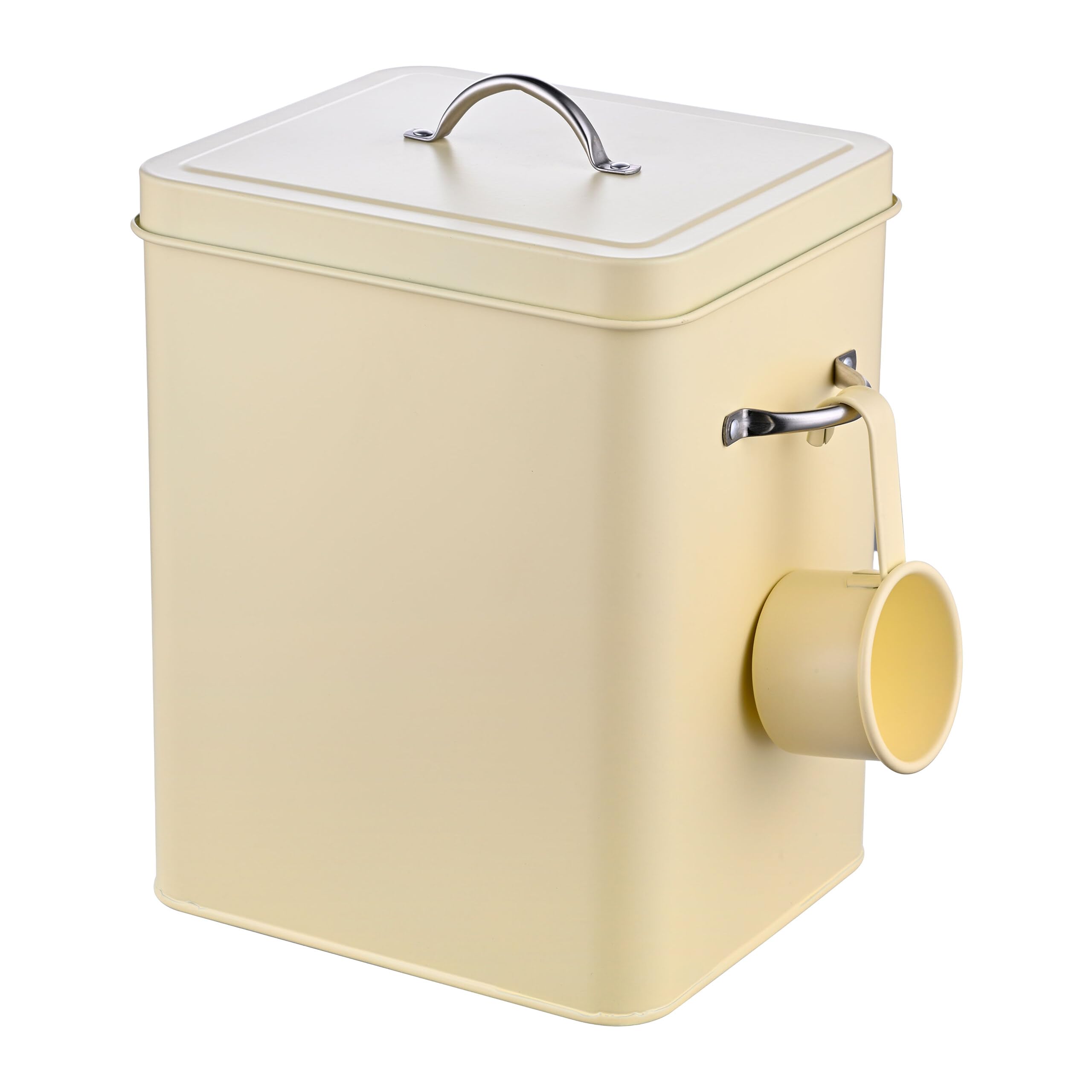 Relaxdays Contenitore detersivo 6L, Metallo, Scatola con misurino, Design retrò, Anche per Alimenti Animali, Beige 25.5X