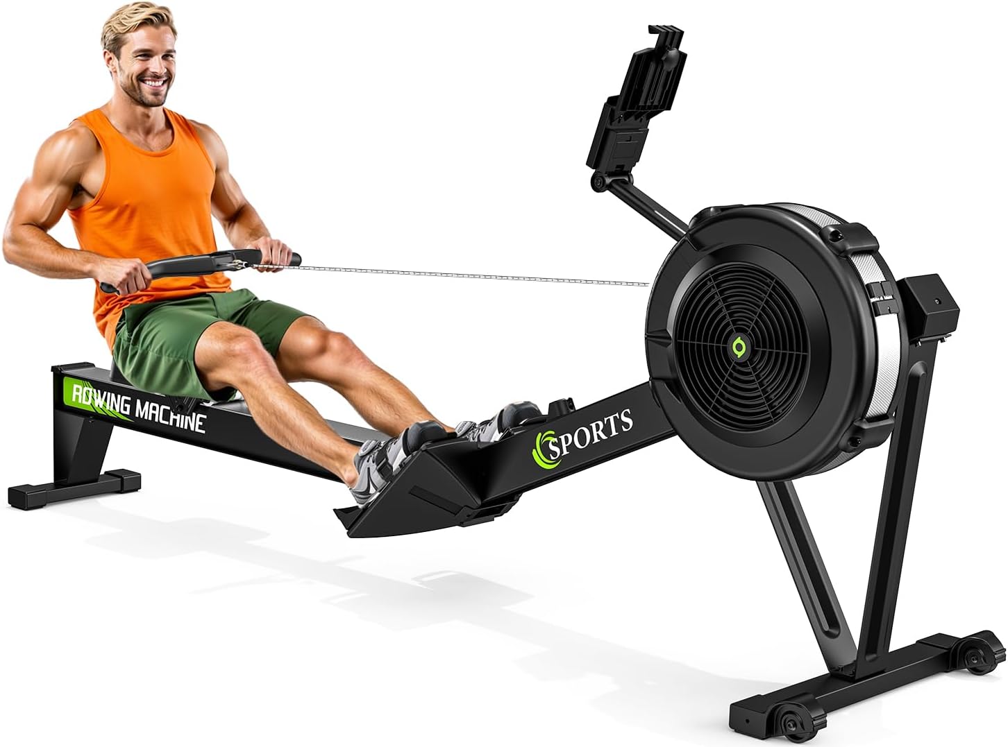 MettleMatic Rowing Machines for Home: 10 Level Air Resistance Professional Rowing Machine with Bluetooth Backlit Display