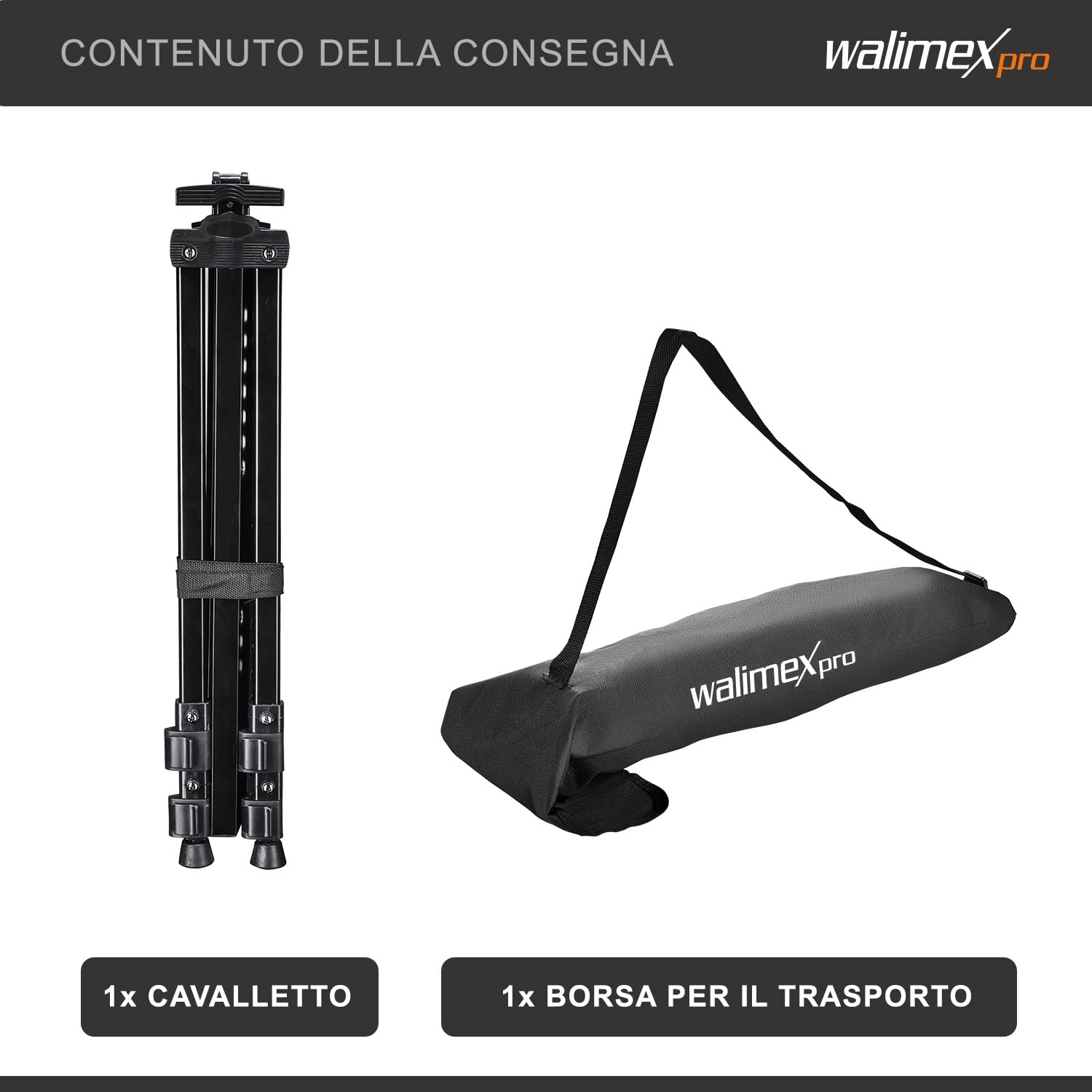 Walimex pro easel XL 60-180cm, alluminio I ideale come cavalletto da studio, da tavolo e da campo I per tele fino a HxD: 140x4cm, fino a 6kg I vassoio e supporto per colori e pennelli, con borsa