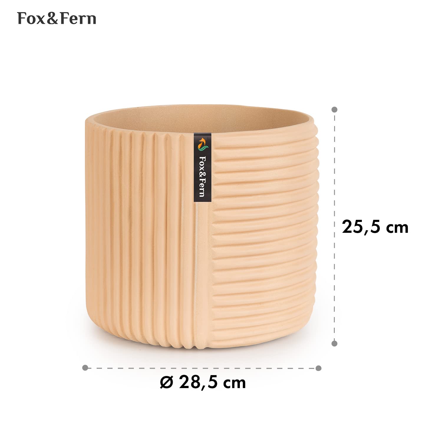Fox & Fern Fox&Fern Maceta L con Estructura de líneas, Maceta Grande de 27 cm, Incluye Drenaje de Agua para Plantas en Exteriores e Interiores, Apta para Soporte de Flores L (30 cm de diámetro),