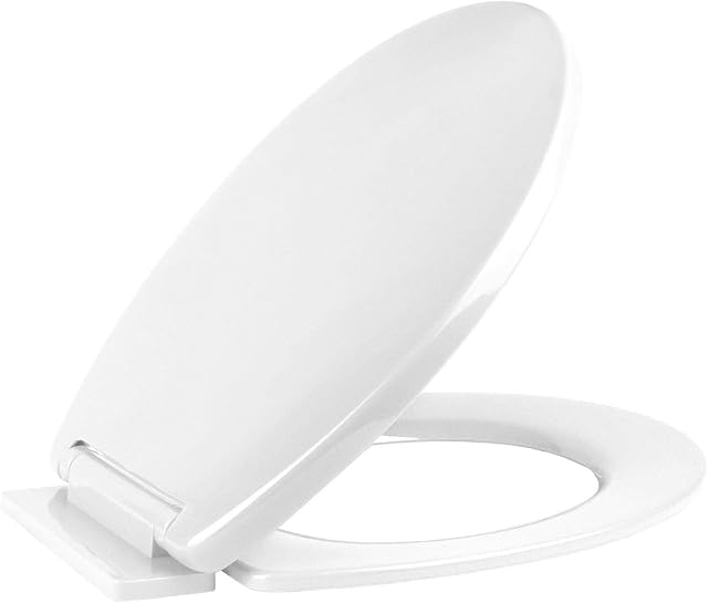 Vinsani White Oval Shaped Toilet Seat, Soft Close Toilet Seat, Fix Adjustable Hinges, WC Toilet Bathroom Plastic Loo Seat Easy Clean