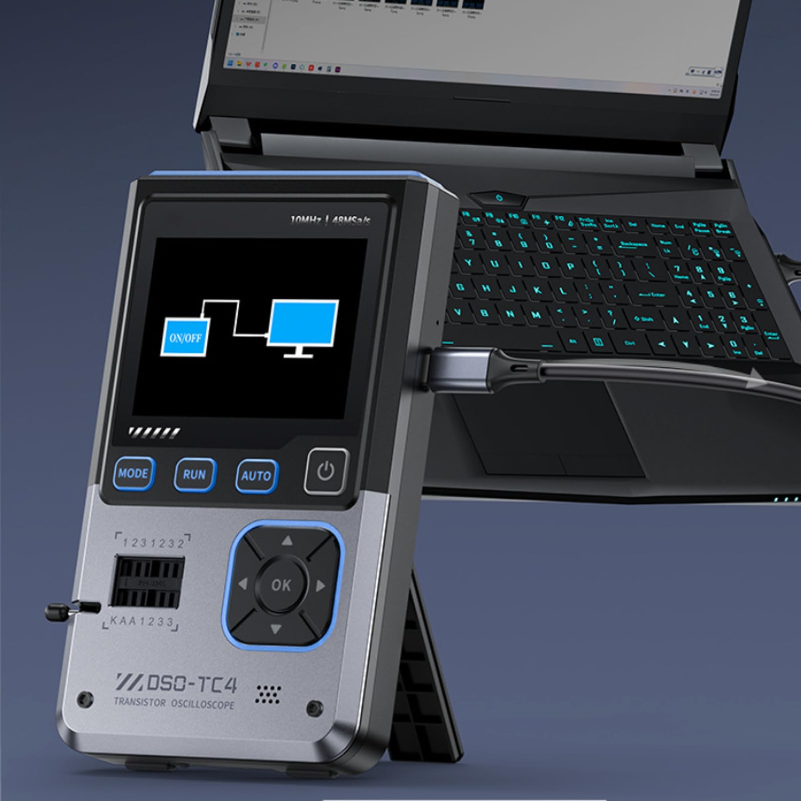 DSO-TC4 Oszilloskop, 3 in 1 Oscilloscope Handoszilloskop Transistortester Signalgenerator 10 MHz Bandbreite 48 MSa/s Abtastrate Multimeter Oszilloskope mit 2.8'' Tft Display, Transistor Tester