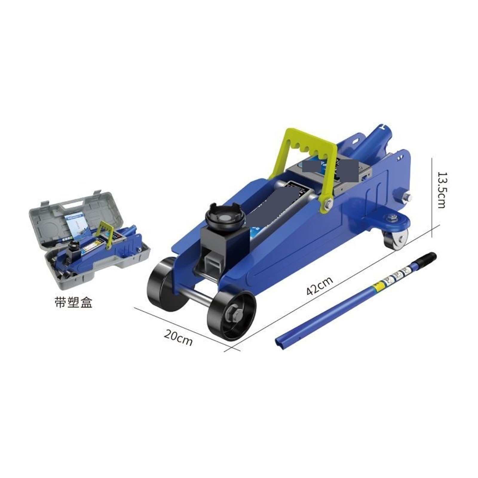 Ręczny podnośnik, Poziomy podnośnik hydrauliczny Narzędzie do wymiany opon SUV Ciśnienie oleju samochodowego 2 tony Standardowe narzędzia do pojazdów samochodowych(6.5KGPlastiBoxRubber)