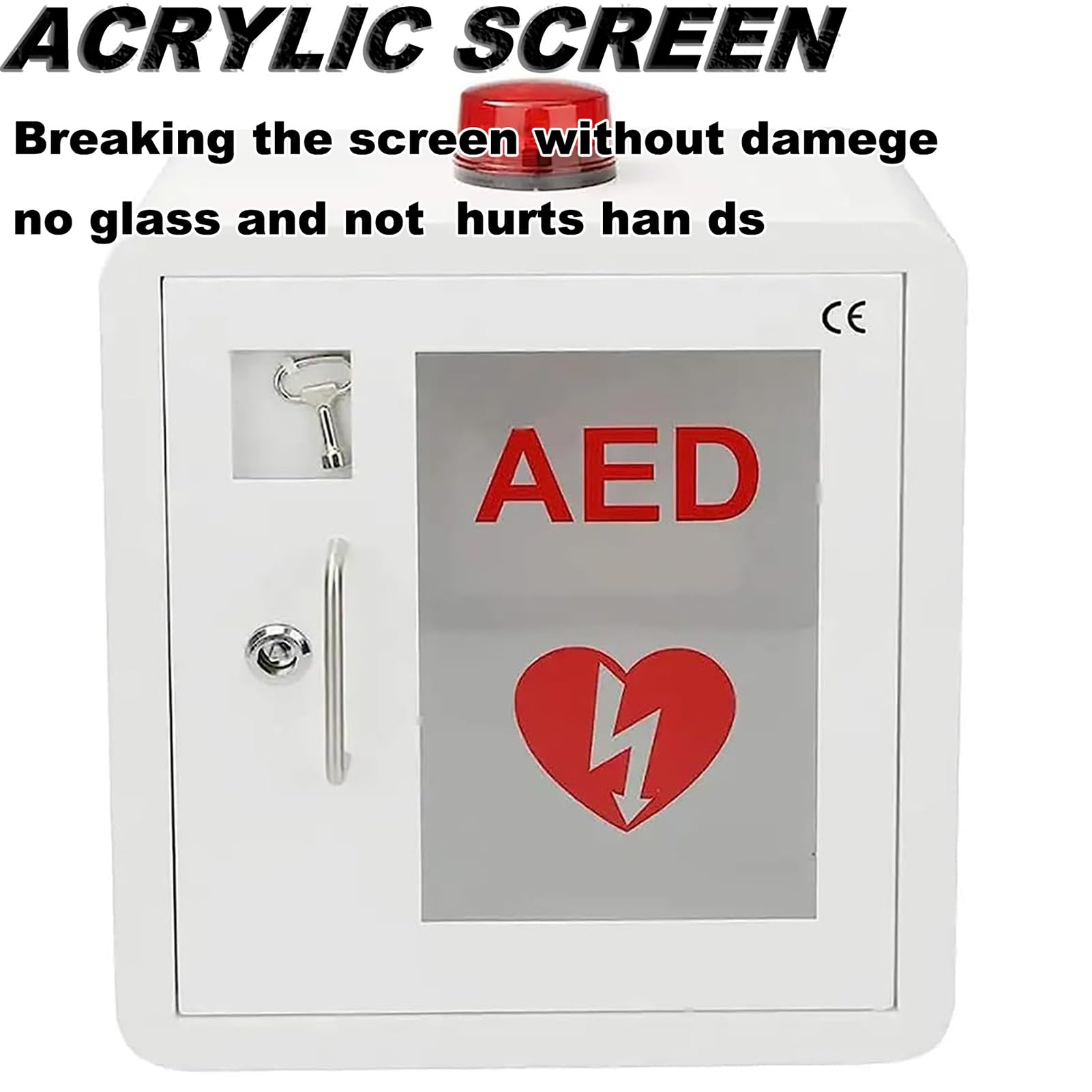 Szafka na defibrylator AED, skrzynka alarmowa do defibrylacji serca ze światłem | Pudełko do przechowywania defibrylatora, apteczka pierwszej pomocy montowana na ścianie, apteczka do domu, szkoły i biura