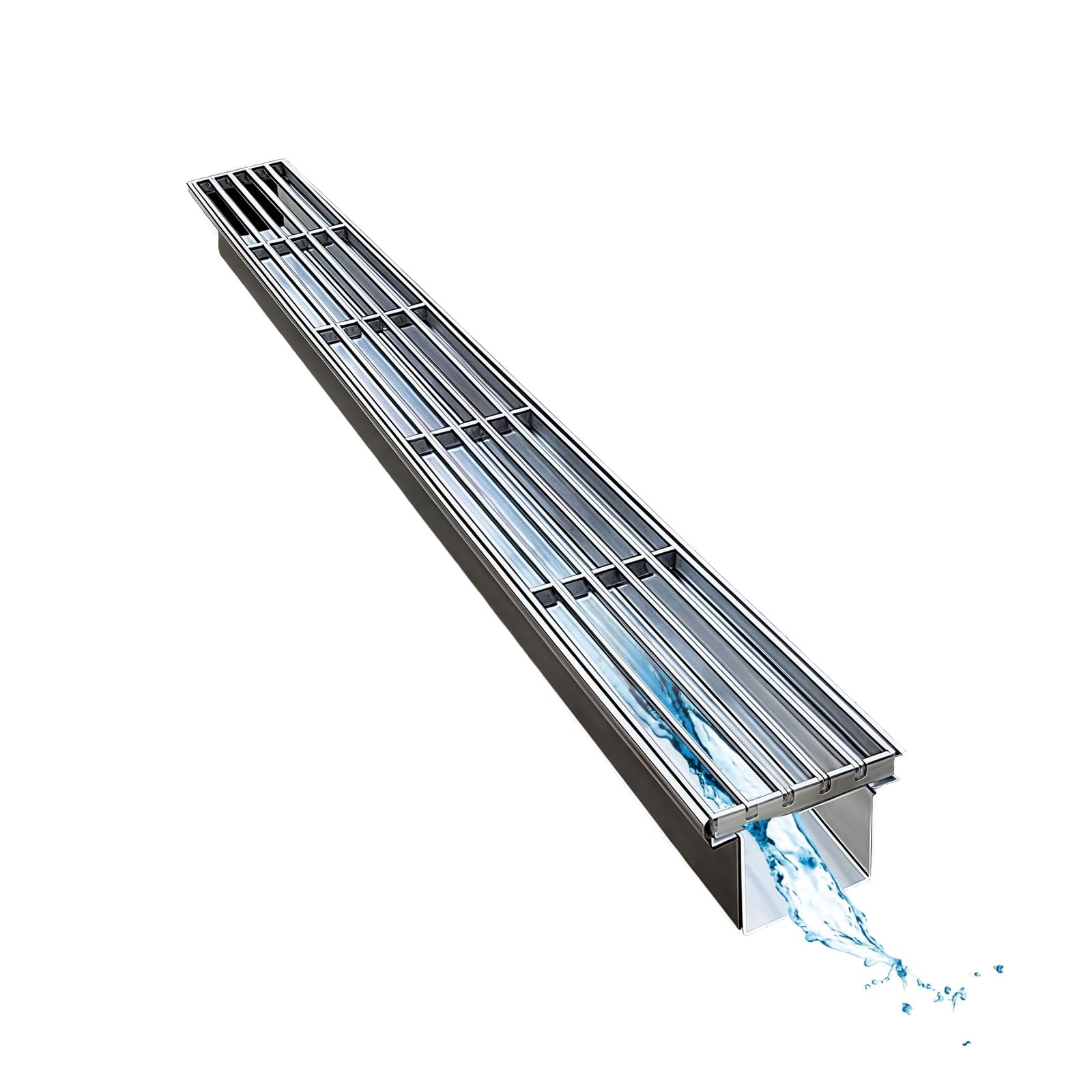 Genérico Rejilla de Drenaje de Canal de Acero Inoxidable de Alta Resistencia - 100x10x8cm para Entrada de vehículos, Garaje, Patio - Alta Capacidad de Flujo, Duradera, s