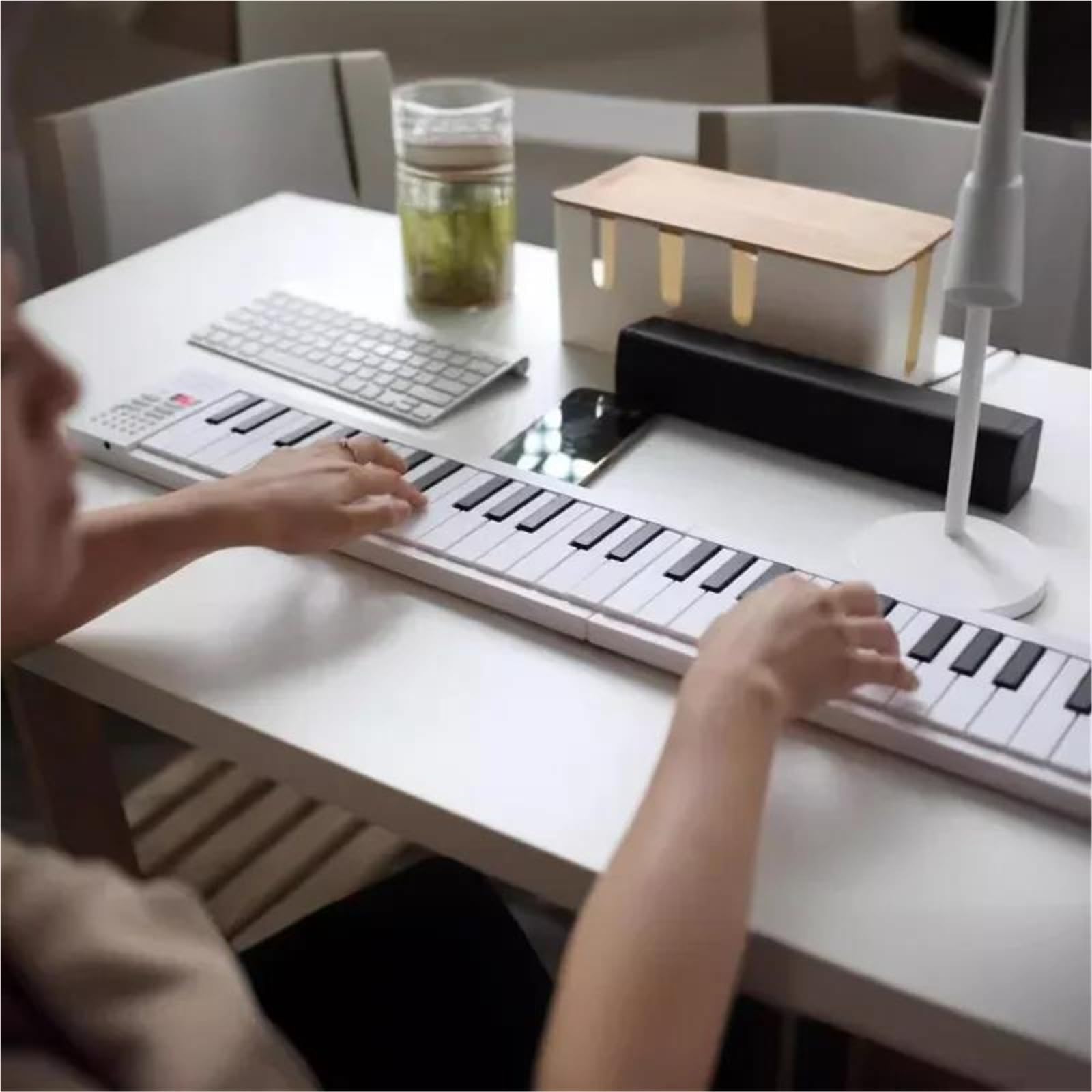 Pianos Digitales Para Órgano Electrónico Profesional De 61 Teclas Piano Electrónico Portátil Y Plegable Para Adultos Y Principiantes(White)