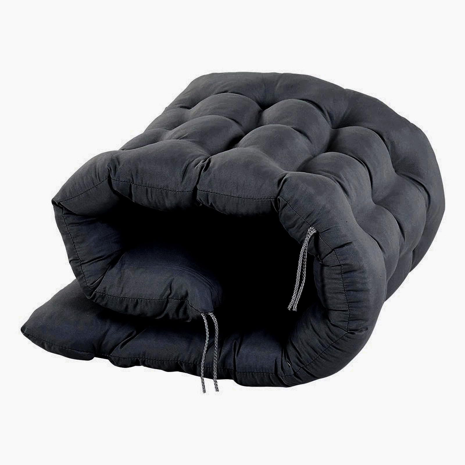 Fiutazge Cuscino per sdraio da giardino,Giardino Cuscino per Lettino Prendisole Esterno, Imbottito di Ricambio Morbido con Lacci per sedia sdraio,chaise longue,sedia a dondolo,Relax Pieghevole-Nero