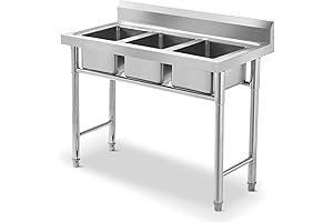 Triple Bowl, Stainless Steel Commercial Sink