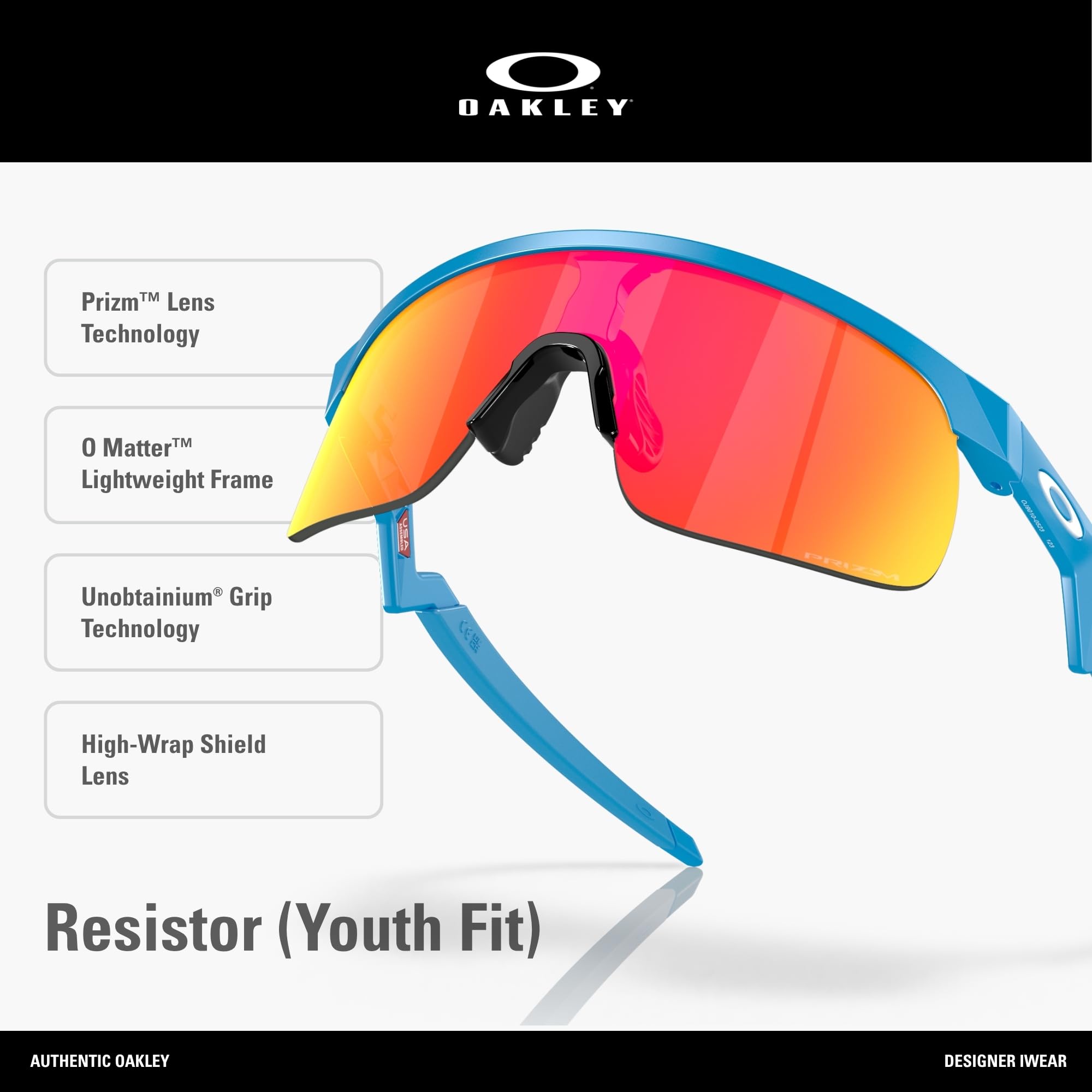 Oakley Occhiali da Sole RESISTOR OJ 9010 JUNIOR Shiny Blue/Prizm Ruby 23/12/123 junior