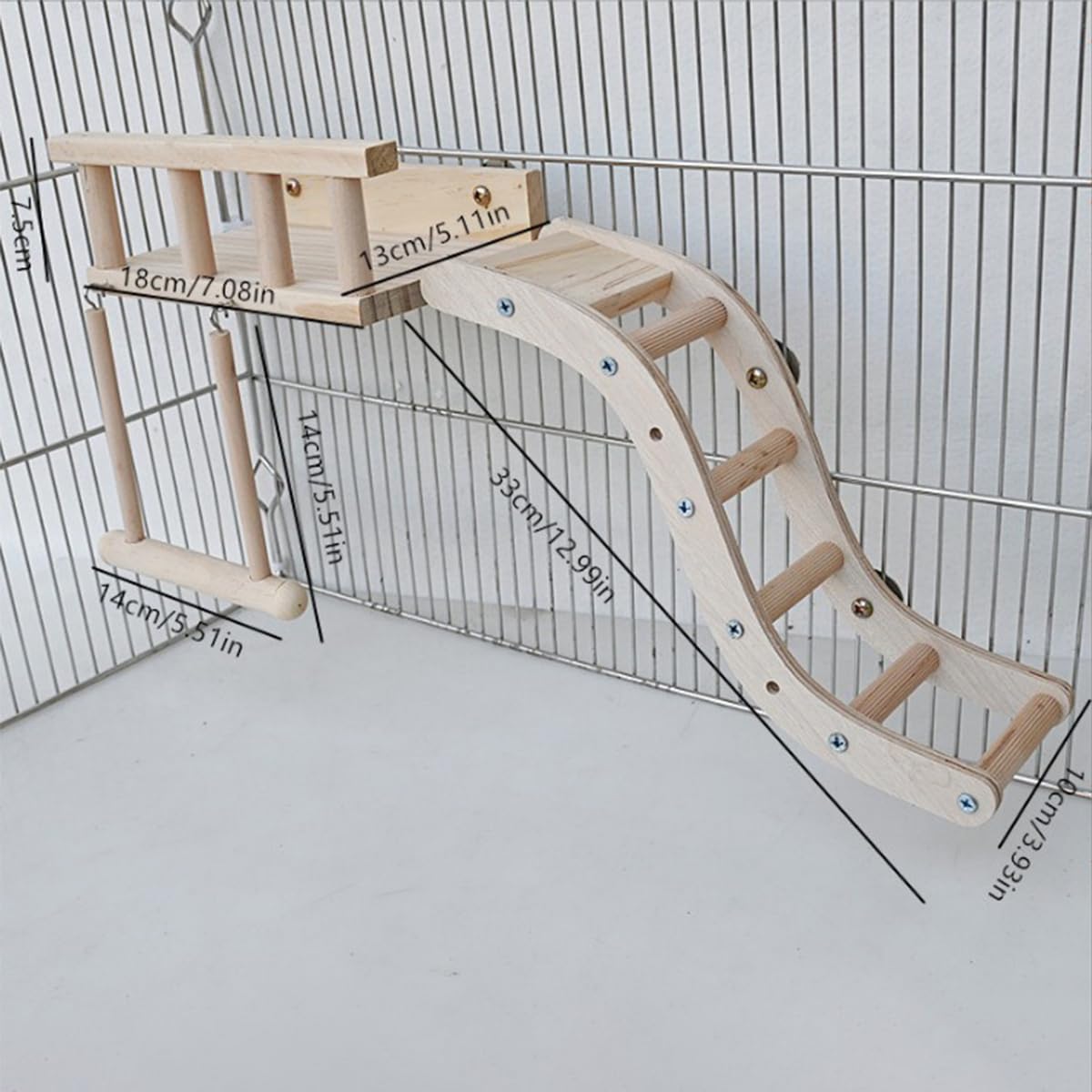 Bastoncini per uccelli in legno per criceti, picchetti per uccelli con scaletta, accessori per gabbia per uccelli criceti, cincialde, parrocchetti, gioco e arrampicata