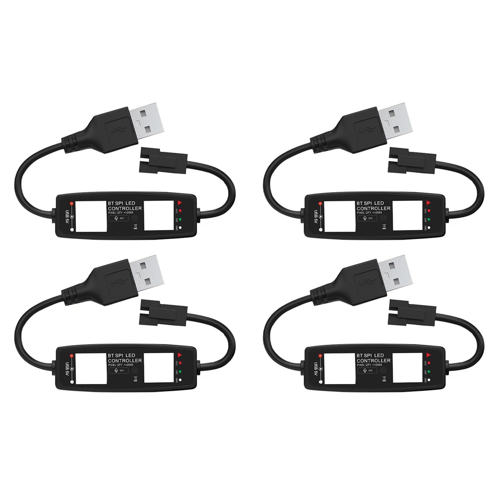 Jnchdghwa Black 4X Ws2812b Led Controller Bluetooth App Control Music Controller For Sk6812 Ws2811 Ws2812 Led Pixel Light Strip Usb 5V