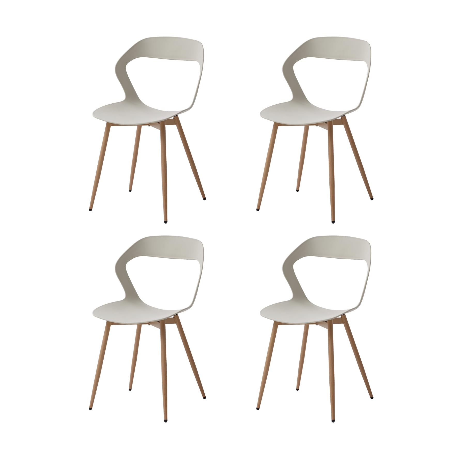 GrandCA HOME 4er-Set Esszimmerstühle oder Bürostuhl mit Metallbeinen, Küchenstühle für Wohnzimmer, Esszimmer, Besprechungszimmer,Beige+Eiche