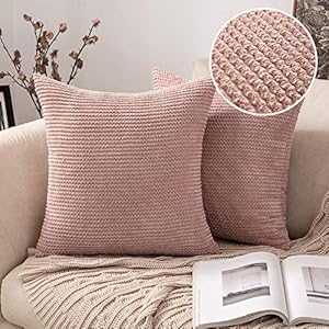 MIULEE Corduroy Cushion Covers, Soft Plain Decorative Cushion Covers, Decorative Sofa Cushion Cover, Cushion Cover For Sofa, Living Room, Bed, Set of 2