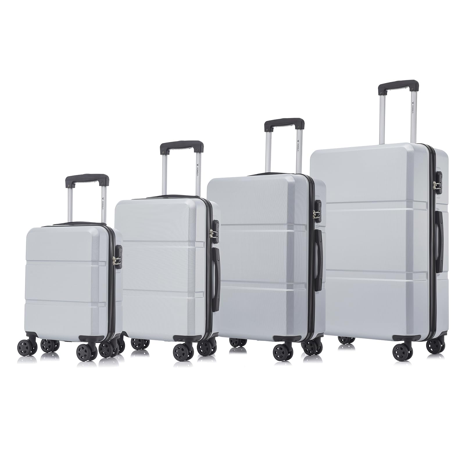 yonsly Koffer Suitcase, Trolley Reisekoffer, Rollkoffer Handgepäck mit 4 Rollen 360°, ABS Hartschalen, Sicherheitsschloss, Weicher Gummigriff, 210D-Futter