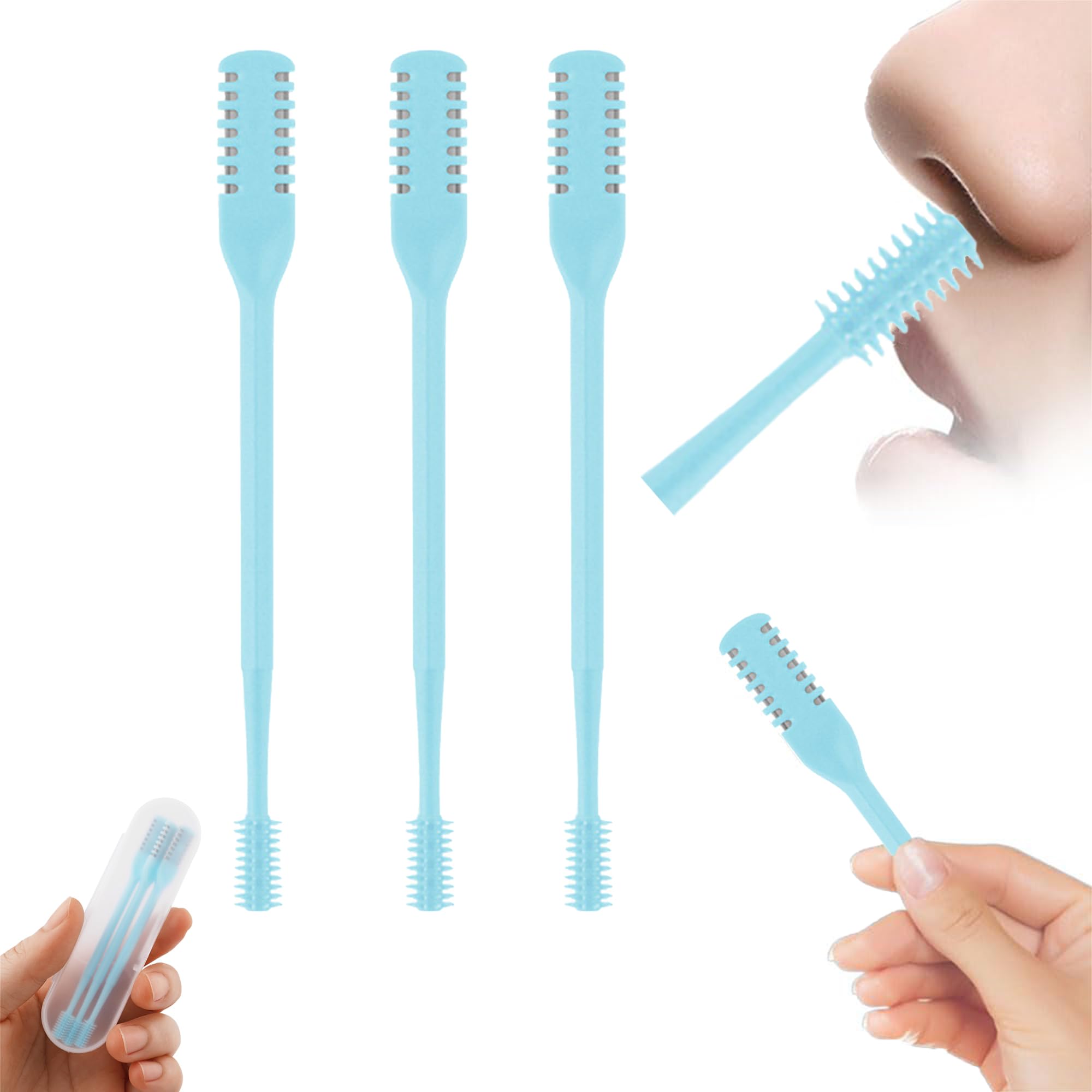 3 Pcs 2-in-1 Nasal Hair Trimmer Set 360 Rotating Double-Sided Nose Ear Hair Cutter for Men Women Portable