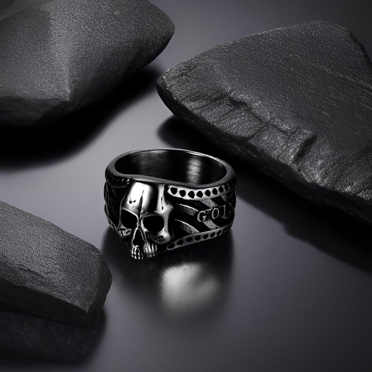 Vintage Ring Stainless Steel Gothic Skull Rings for Men Boy Band Silver Skeleton Cocktail Party Biker Ring Size 8-13 - Image 5