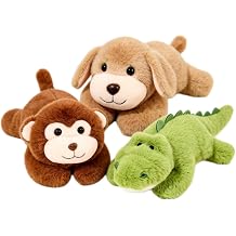 YUDONG 3PCS 7.8 Inch Cute Stuffed Animals Set - Monkey, Dinosaur & Dog Plushies, Soft Fluffy Weighted Plush Toys Pillow Reward Gifts for Kids Boys Girls Monkey, Dinosaur & Dog