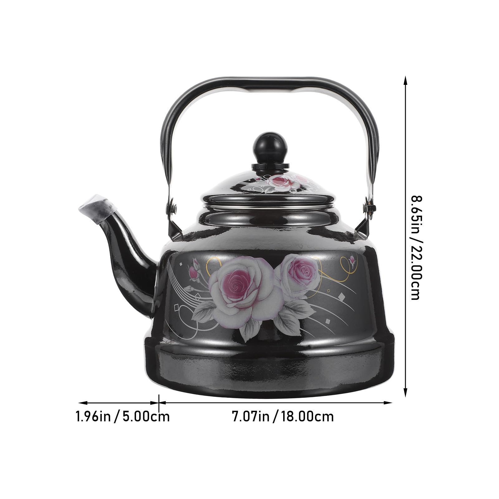 Hervidor de Agua de Cocina 1.7l de Esmalte Negro Estilo Retro