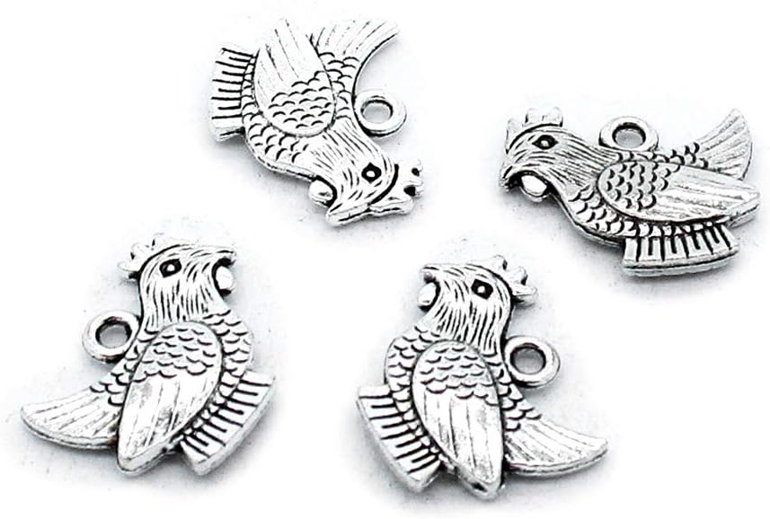 360 Pieces Antique Silver Tone Jewelry Charms Suppliers Arts Crafts Making Beading Findings Crafting I4FZ4O Cock Hen Chicken