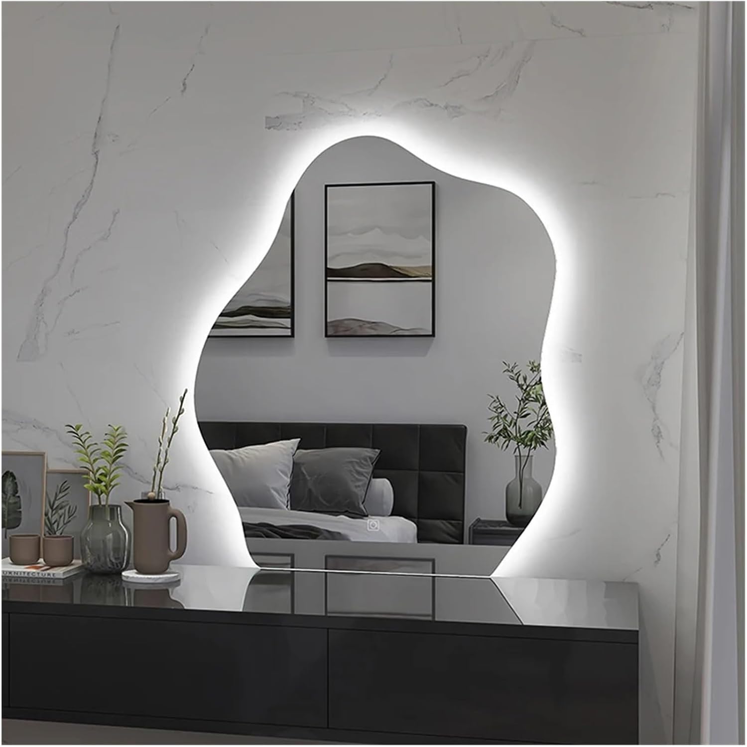 24x32 Inch Hairdressing Odd Shape Mirror Irregular Shower Mirror - Modern Aesthetic Makeup Bathroom Mirror,Mirrors