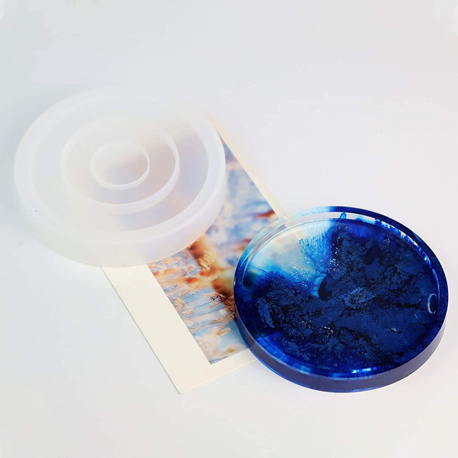 4inch Round Coaster Molds, Silicone Coaster Resin Mould, Decorative Epoxy Resin Mould for Resin Casting, Coasters, DIY Art, Home Decor, Aagate Candle Holder, Cup Mats, Gift Making-image-36