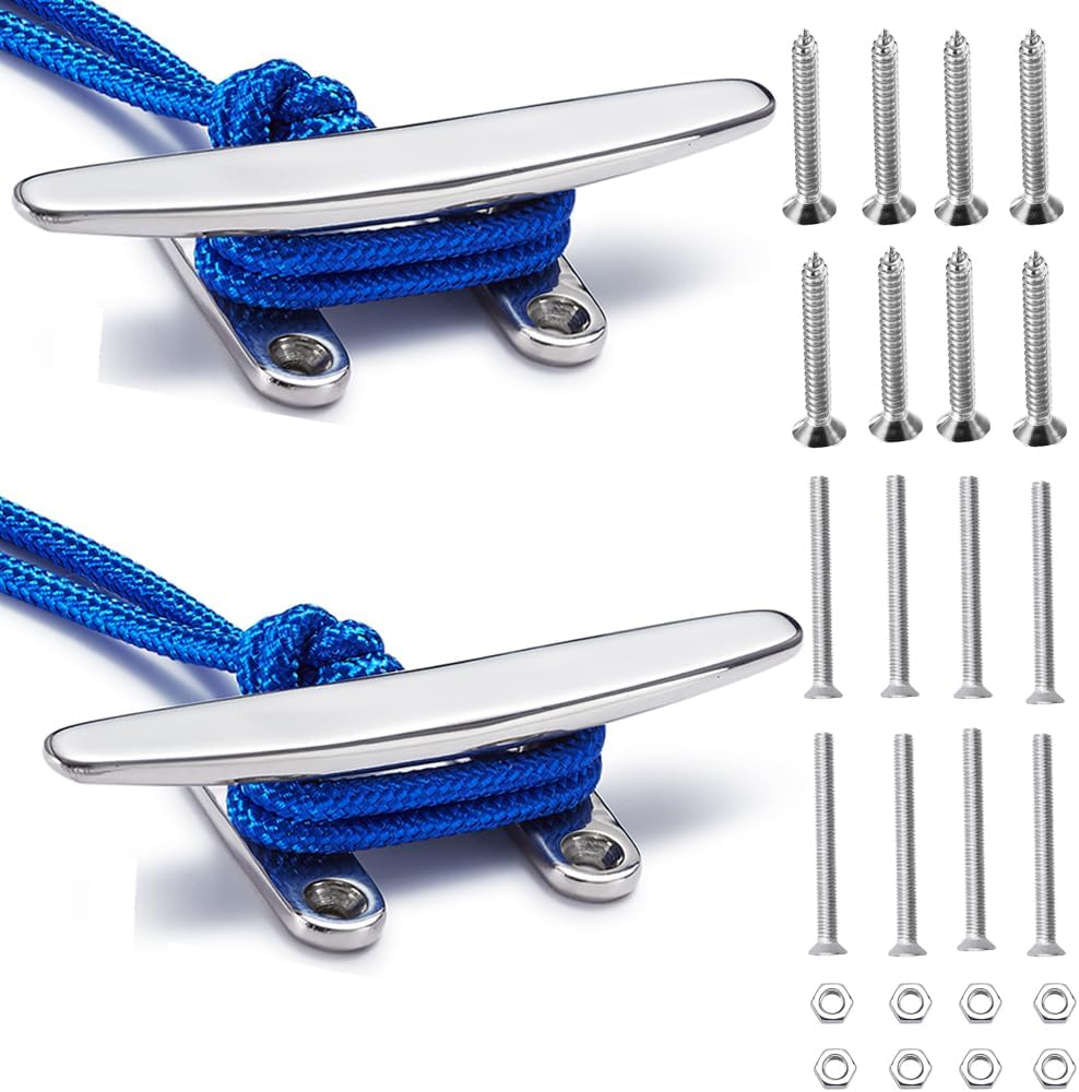 Boat Cleat Open Base Boat Cleat, Dock Cleat All 316 Stainless Steel Boat Mooring Accessories, Free Installation Accessories Screws(4/5 /6/8 inch)