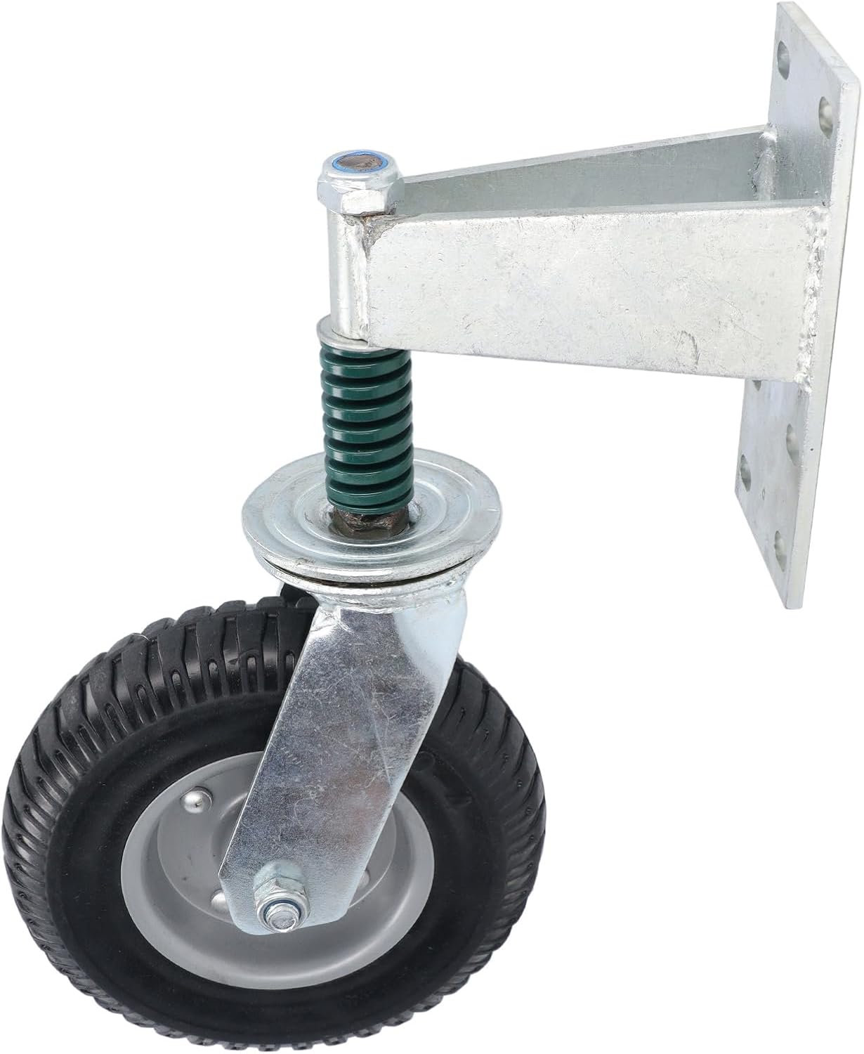 8 Inch Fence Gate Wheel, 600lb Load Capacity Spring Loaded Heavy Duty Gate Caster Universal Gate Helper Wheel Fits 1‑5/8in to 2in Round Fence Pipes Prevent from Dragging (Grey)