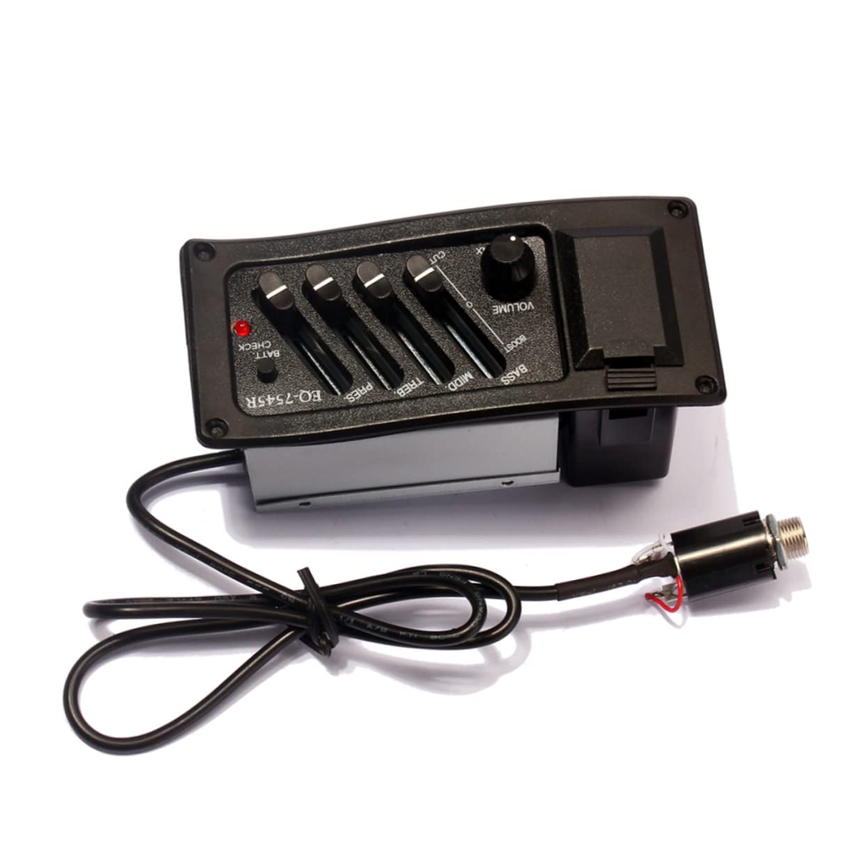 Abaodam 2pezzi Preamplificatore Per Chitarra Acustica Eq Bande Con Pickup Sotto La Sella Amplificatore Per Suono Folk Facile Installazione e Controllo Volume Nero