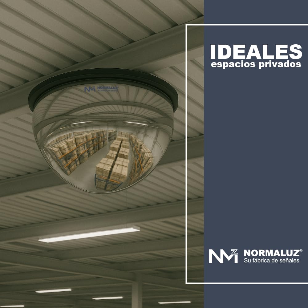Normaluz Espejo Aumento Convexo 360º para Vigilancia - Máxima Seguridad y Visión Total – Espejo Pared o Techo Redondo con Borde Protector – Ideal para Interiores y Zonas de Paso (60cm)