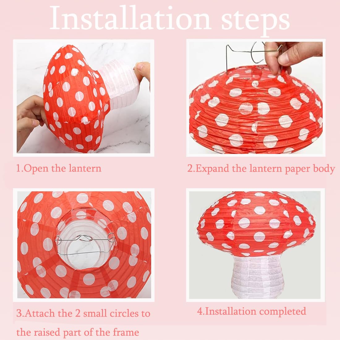 8 Stück Pilz-Papierlaternen, 3D-Pilzförmige Dekoration Papierlaterne, für Kinderzimmer, Weihnachten, Party, Dekoration, 20,3 cm, 27,9 cm (8 Stück)