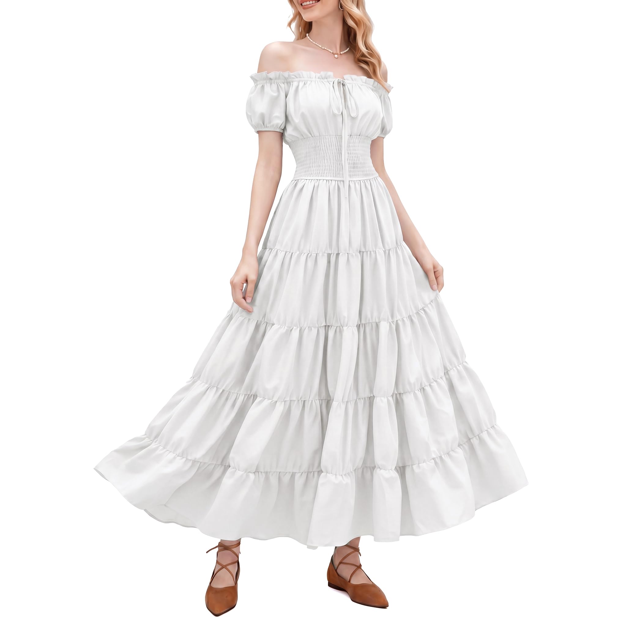 Zhitunemi Renaissance Costume Women Dress: Medieval Costumes for Women Renaissance Dresses - Peasant Cottagecore Theme Party