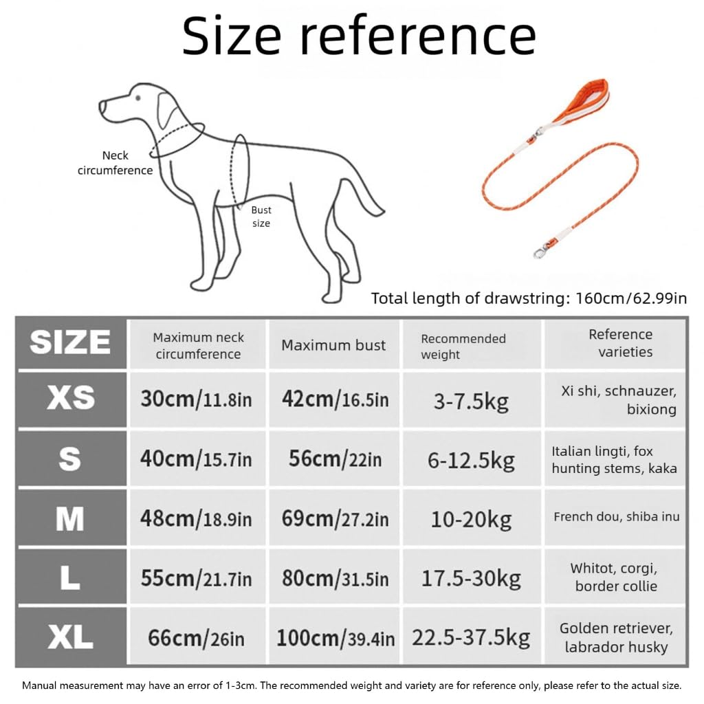 Imbracatura e guinzagli staccabili per cani, regolabile, riflettente, con comoda corda in nylon per la sicurezza delle passeggiate all'aperto
