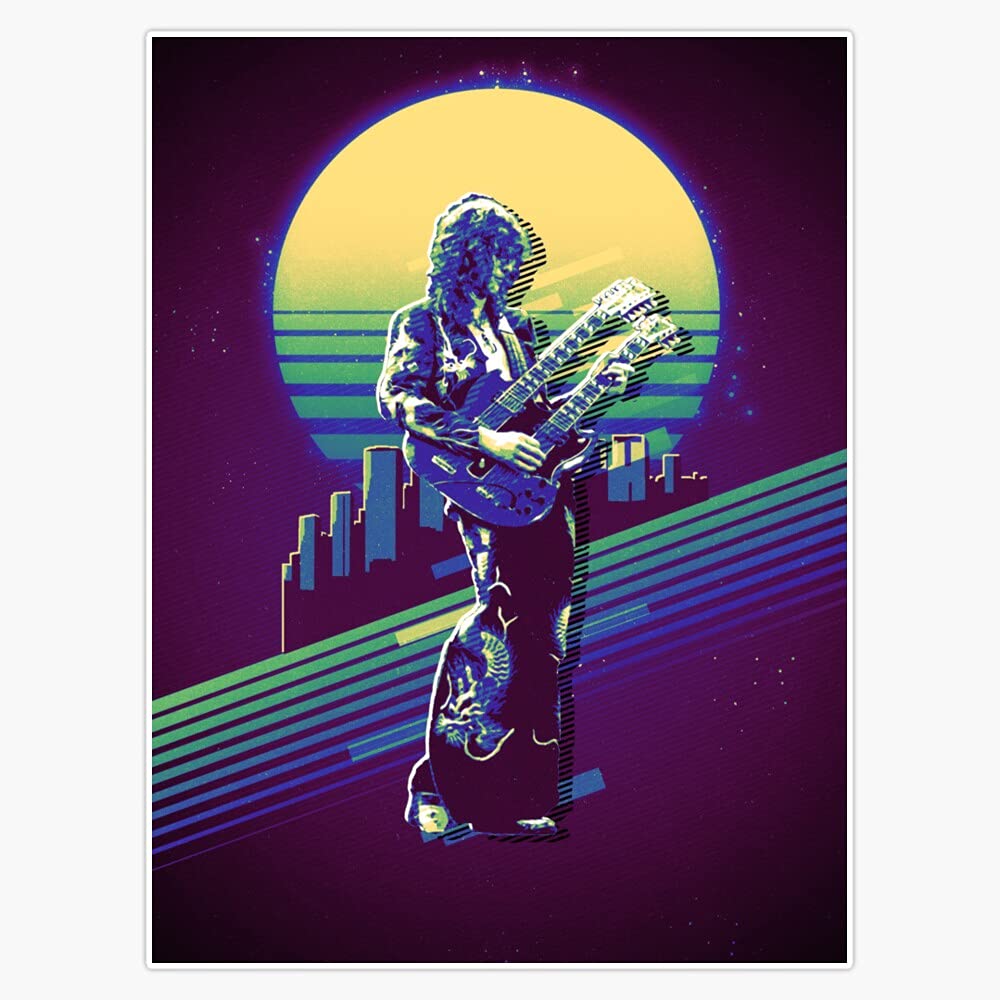 Jimmy Page Retro Bumper Sticker Window Vinyl Decal 5"