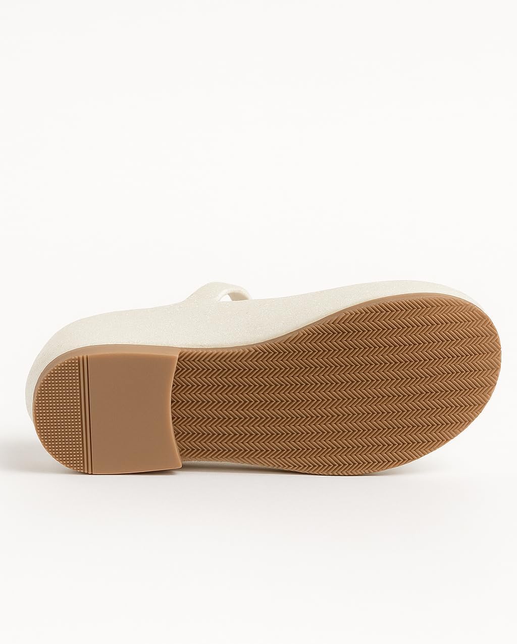 Girls Off-White Glitter Flat Mary Jane Shoes Buckle Closure Flower Girl Footwear