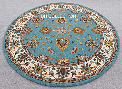 Image of Royal Look Handmade Carpet with Super Soft & Pure Woolen Carpet for Your BEDROOMS & Living Room with 1 INCH Pile Height 6 X 6 FEET (180x180 cm) Round Multi