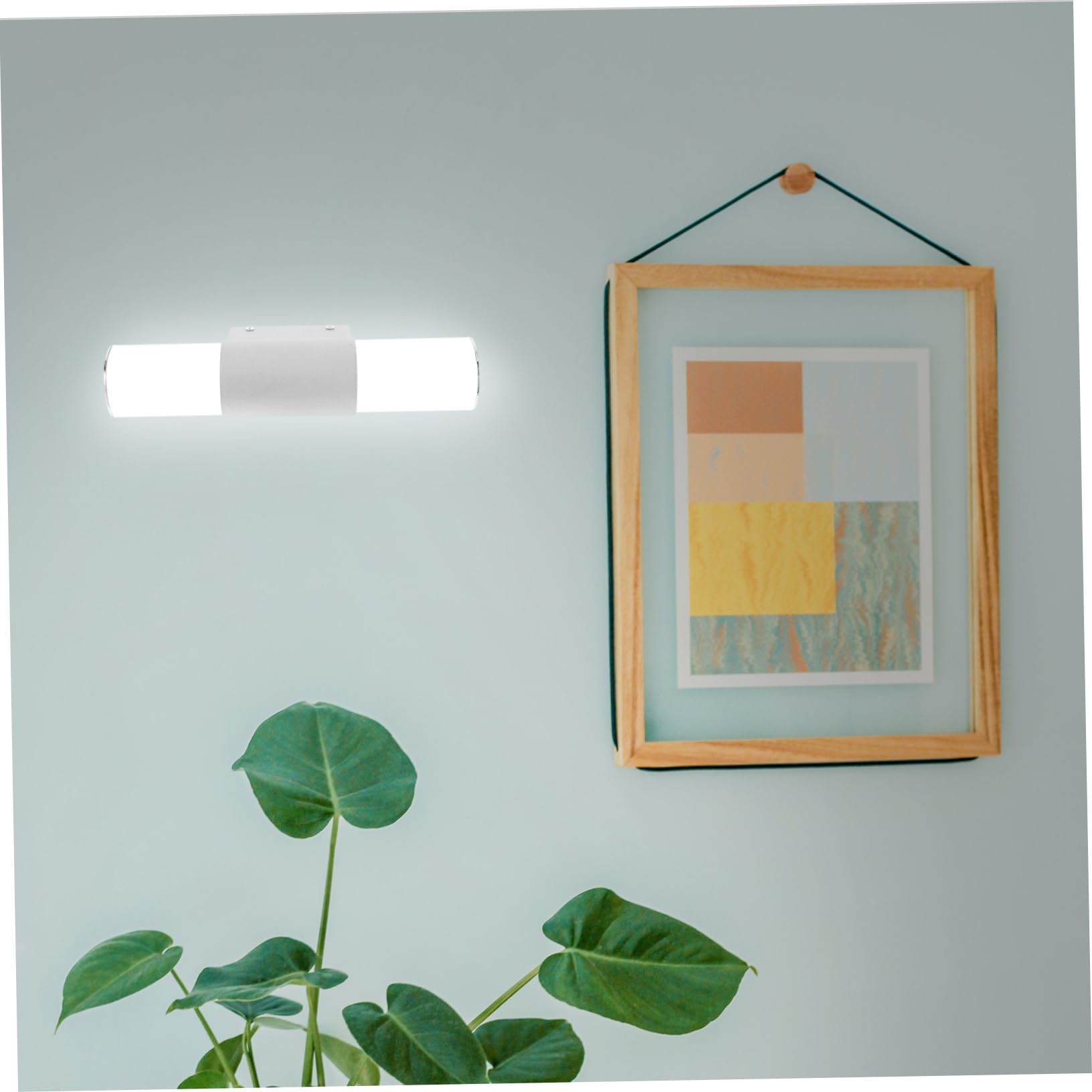 Hemobllo Lámpara de Pared LED para Baño Moderna 12w Luz Fría 25 Cm Hierro Vidrio Madera Ecológica Iluminación Interior para Espejo y Gabinete