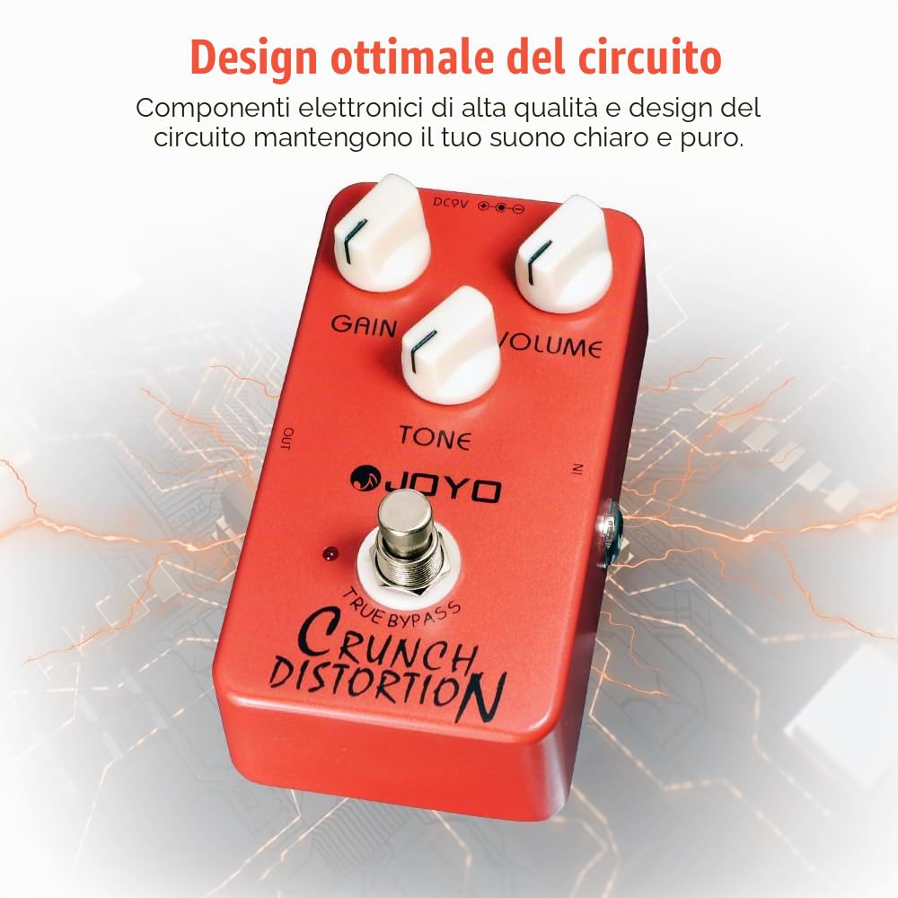 JOYO Distortion Pedal Crunch Distortion of British Classic Rock Distortion Effect per chitarra elettrica - True Bypass (JF-03)